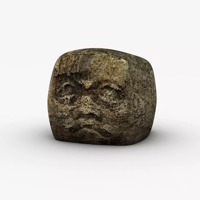 Ancient stone head Low-poly 3D model_0