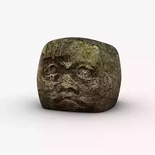Ancient stone head Low-poly 3D model