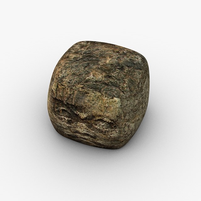Ancient stone head Low-poly 3D model_3