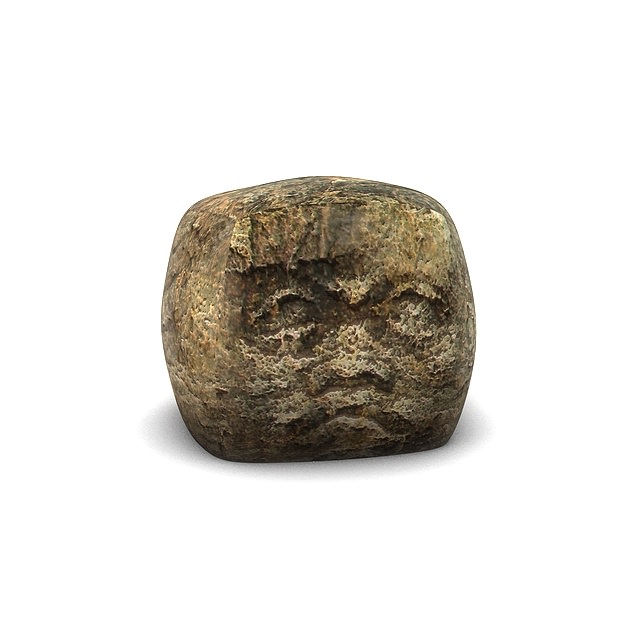 Ancient stone head Low-poly 3D model_1