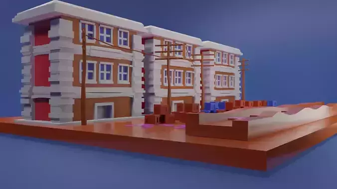 low poly house lego building Low-poly 3D model