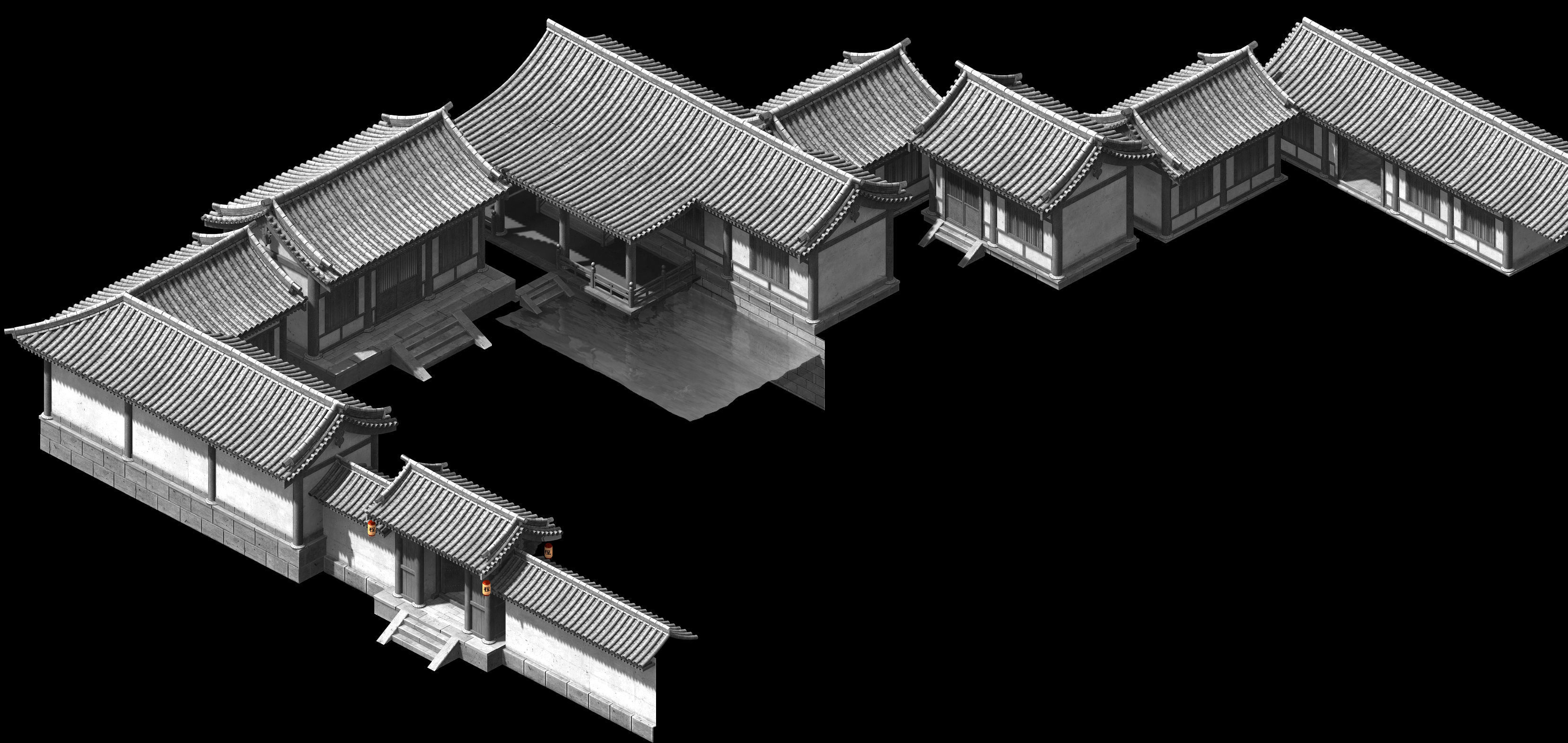 General Mansion-Front Yard-Architecture 3D model_2