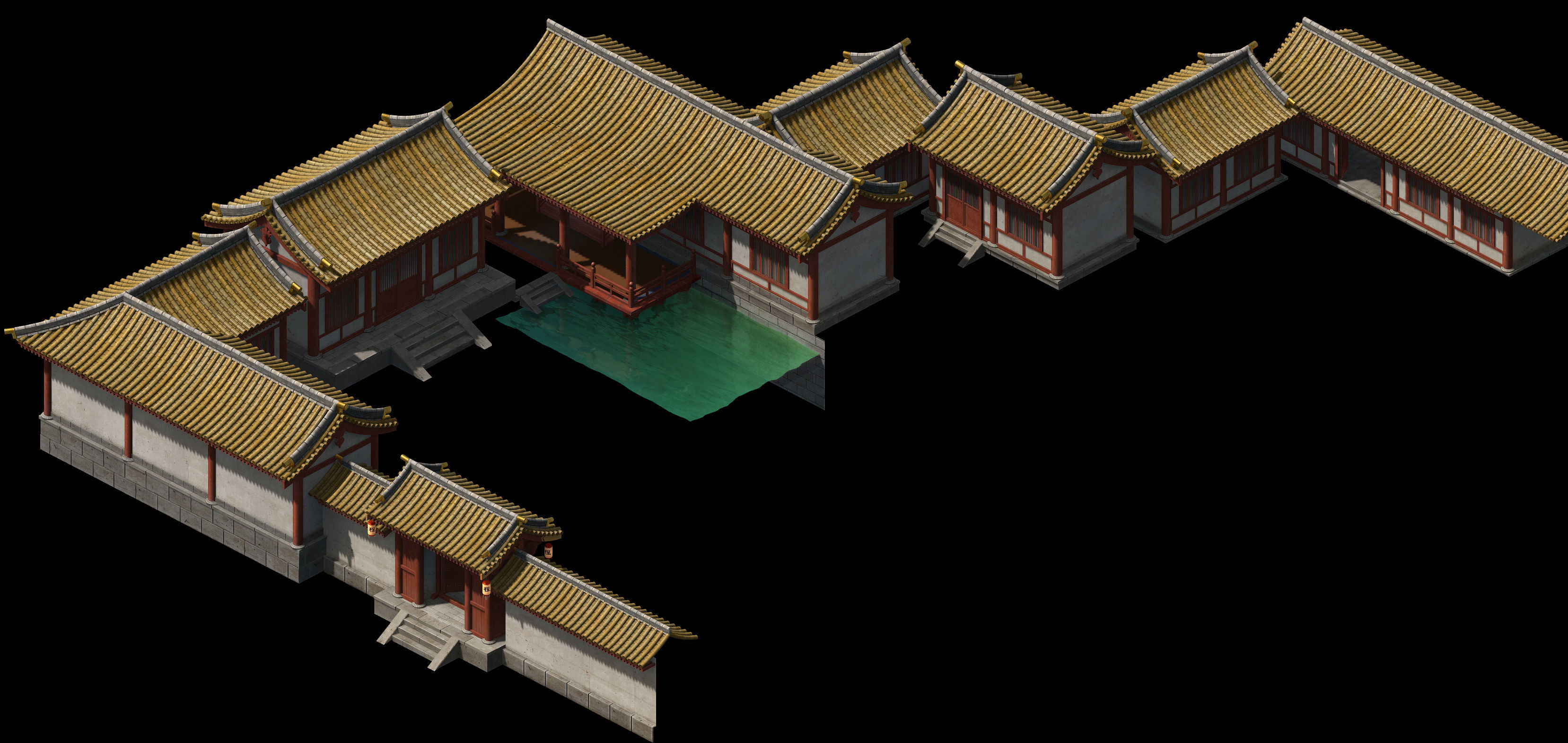 General Mansion-Front Yard-Architecture 3D model_1