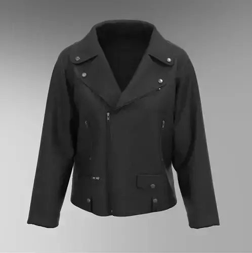 Black biker jacket with zip details for CLO3d and MD