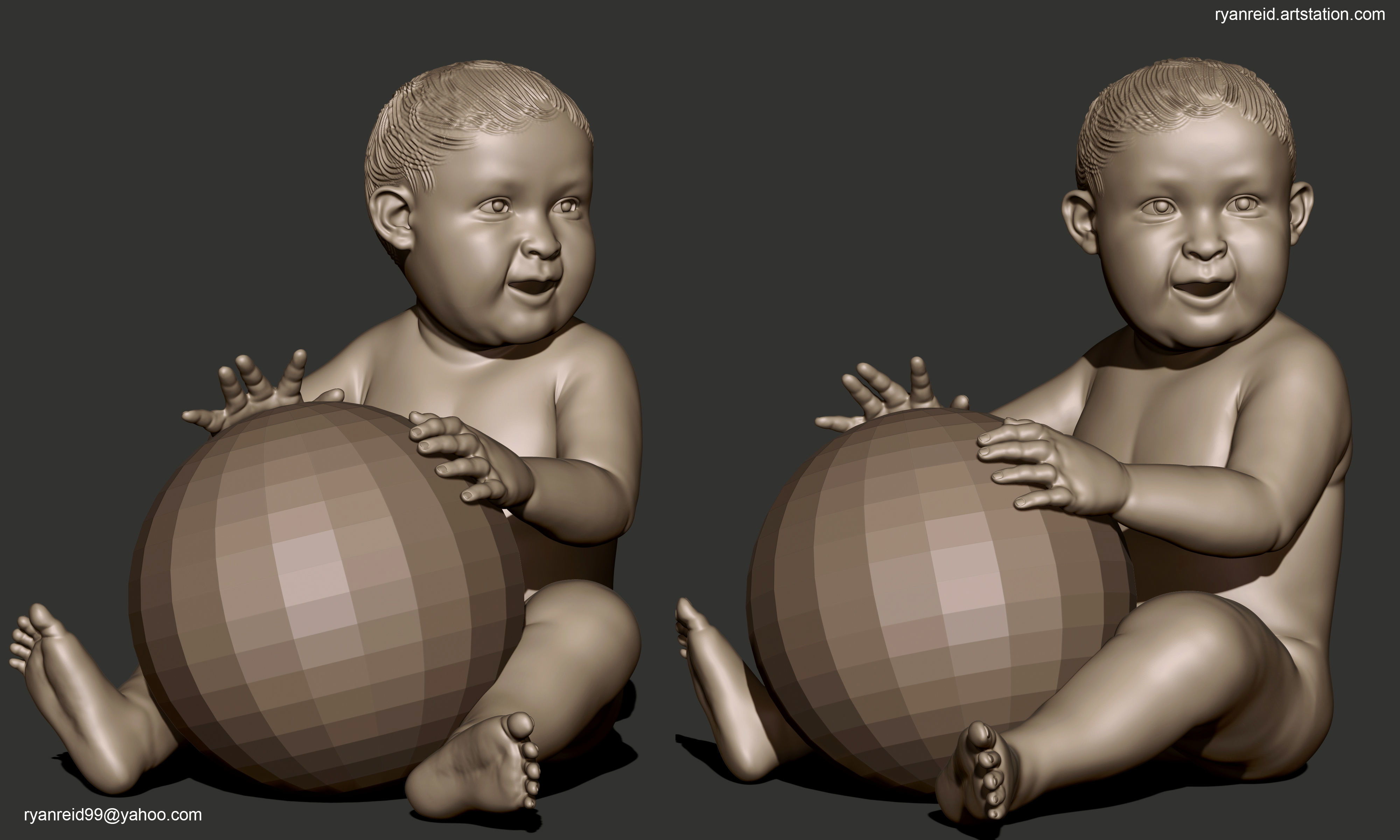 Baby Basemesh Low-poly 3D model_6