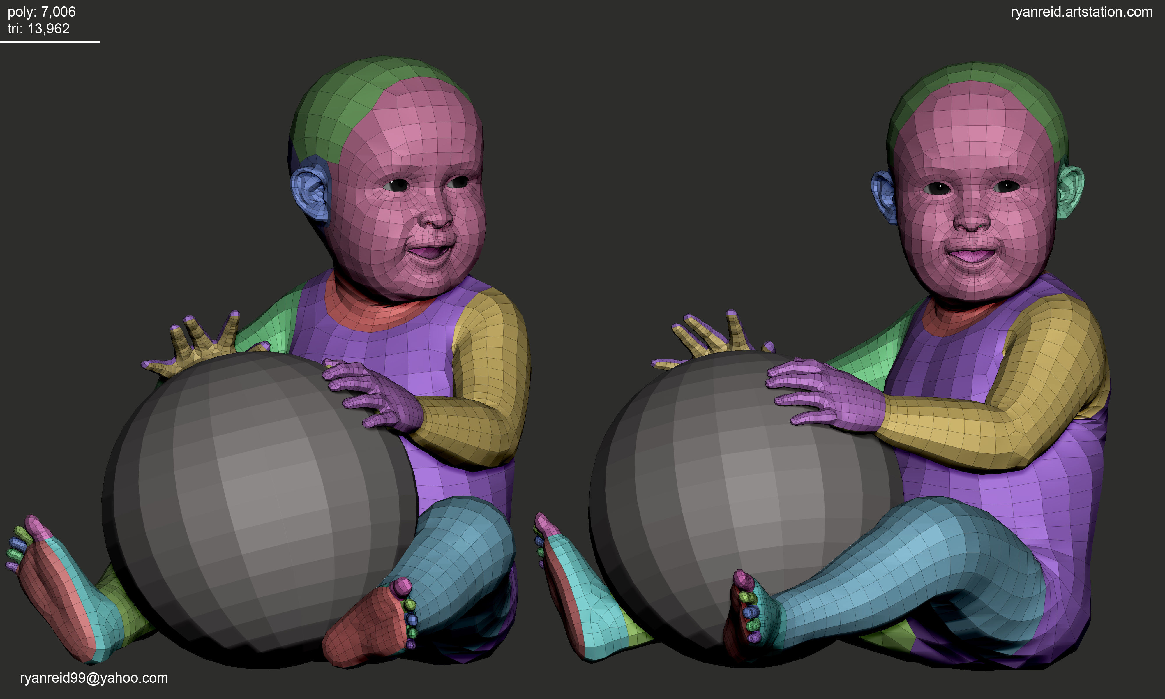 Baby Basemesh Low-poly 3D model_5
