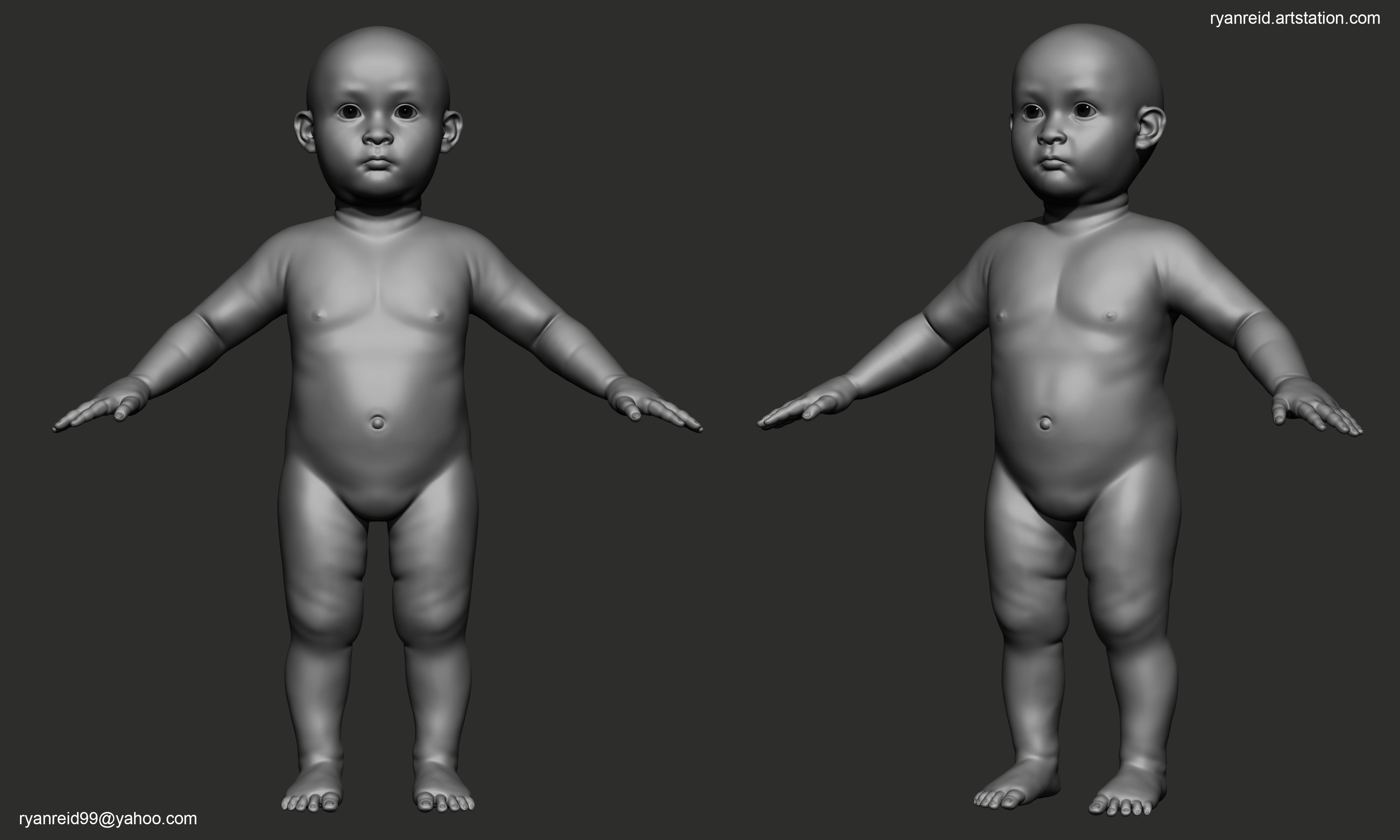 Baby Basemesh Low-poly 3D model_2