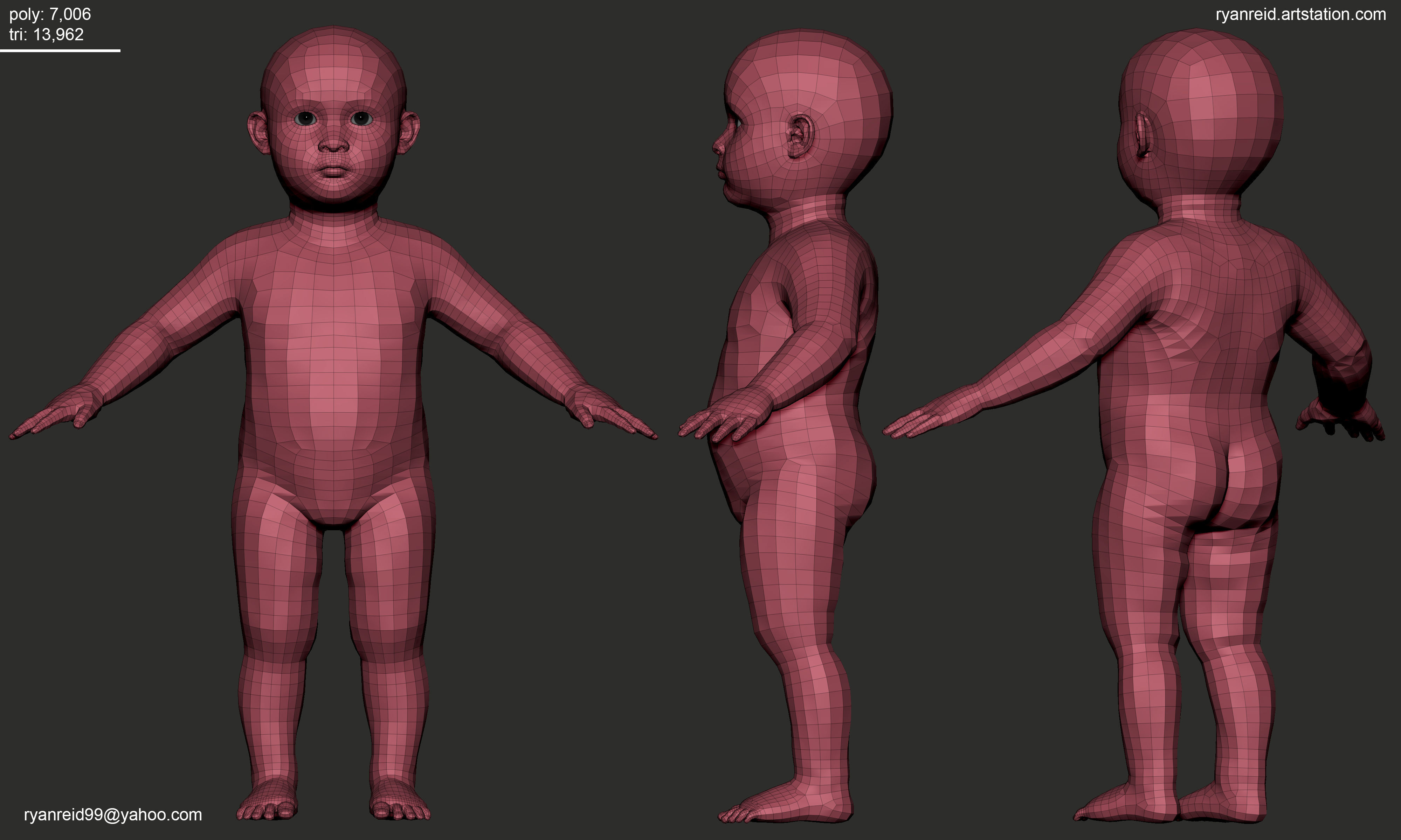 Baby Basemesh Low-poly 3D model_4