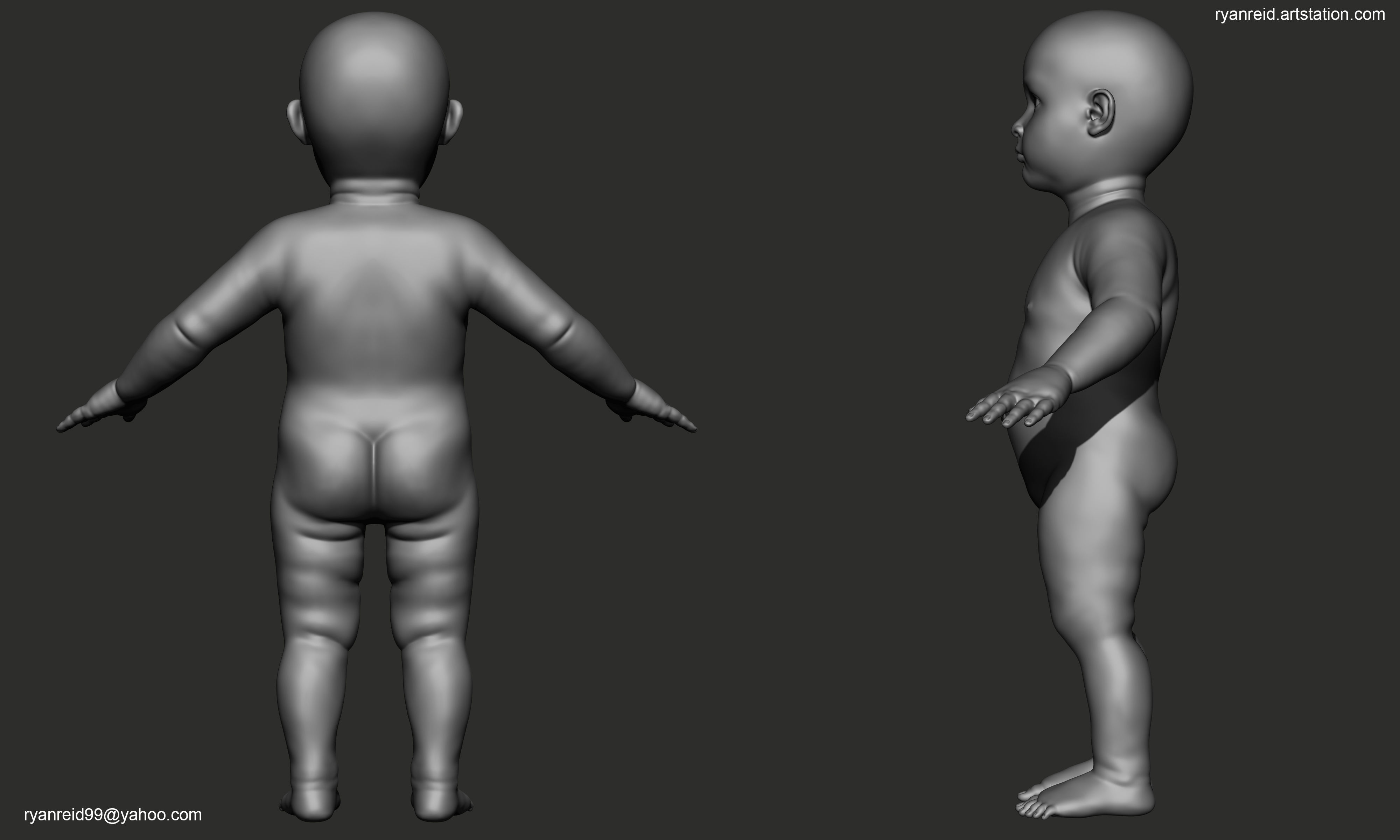 Baby Basemesh Low-poly 3D model_3