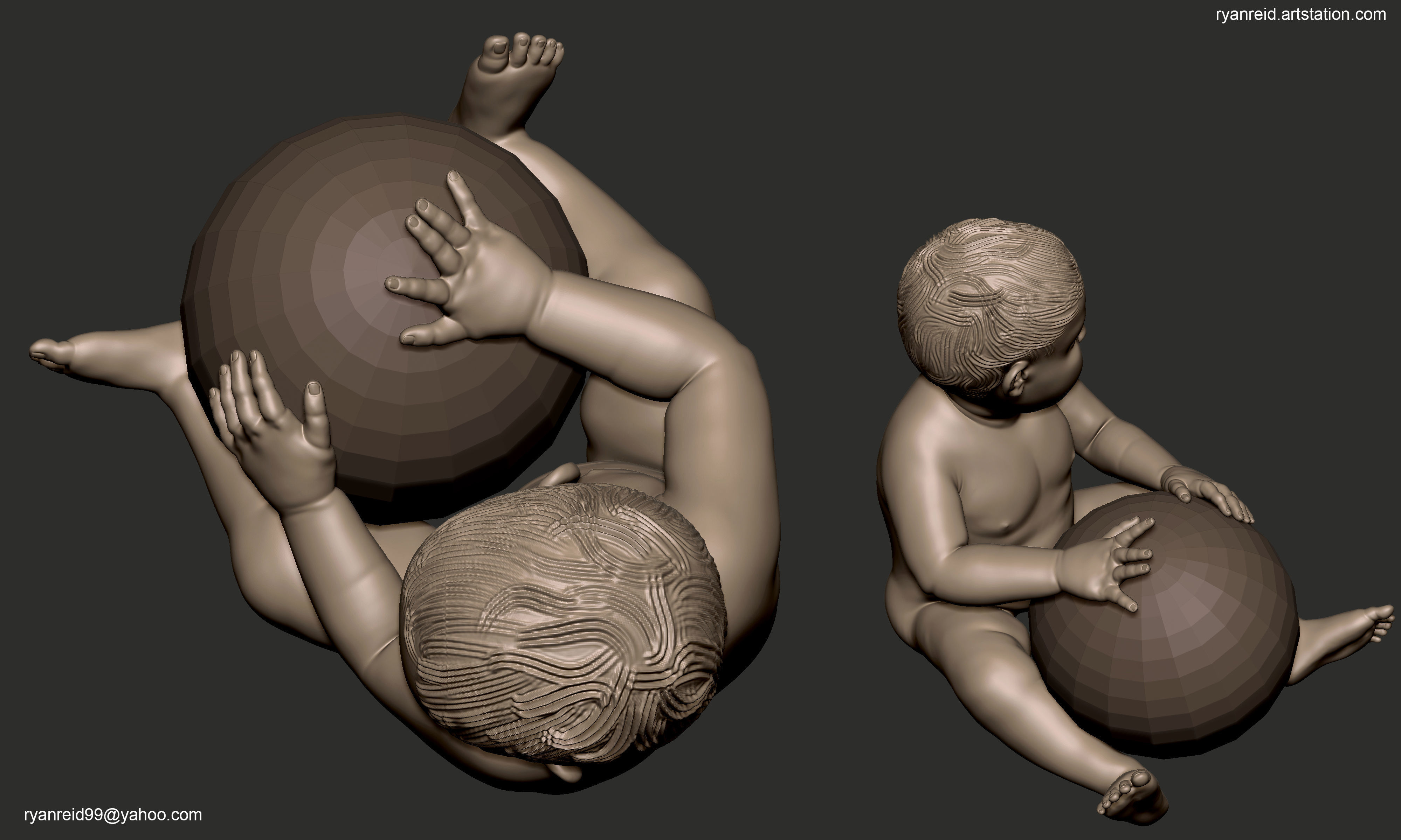Baby Basemesh Low-poly 3D model_7