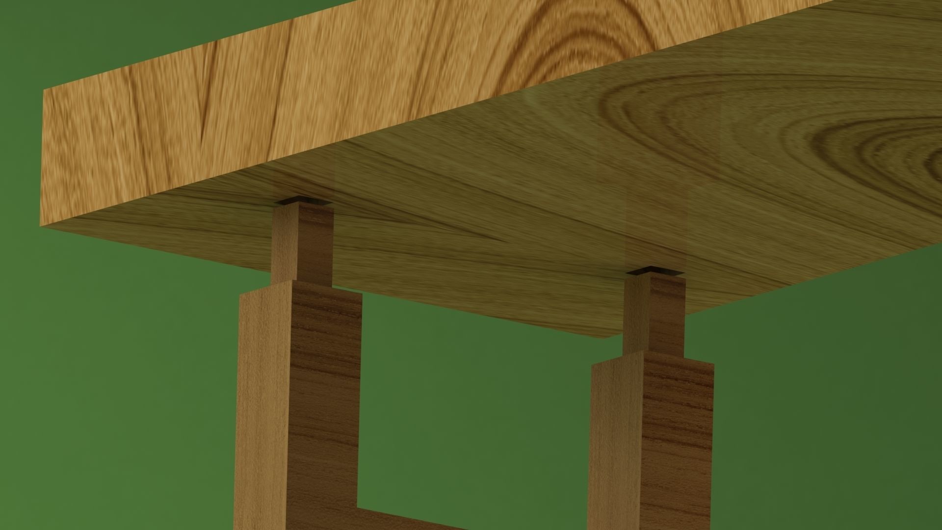 Traditional Wooden Backless Bench 3D print model_3