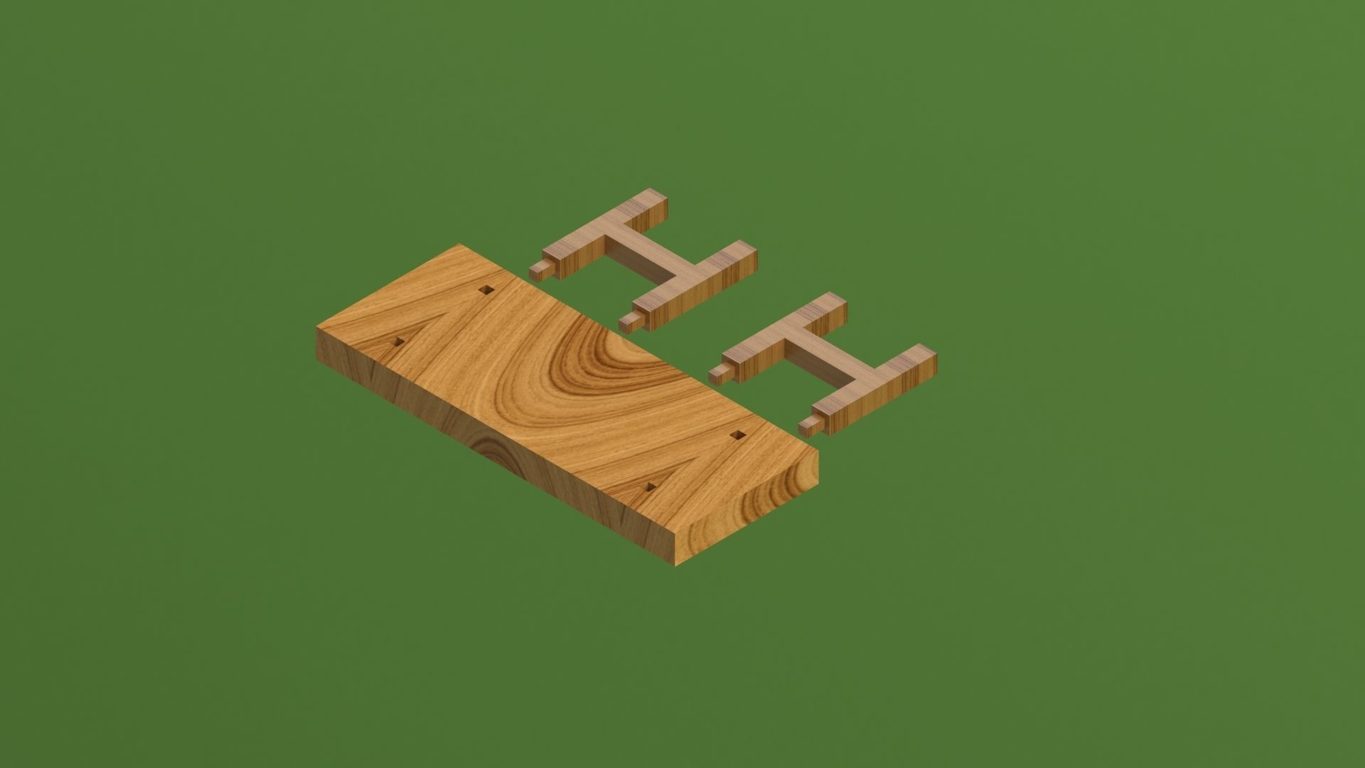 Traditional Wooden Backless Bench 3D print model_4