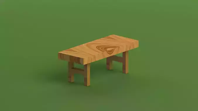 Traditional Wooden Backless Bench 3D print model