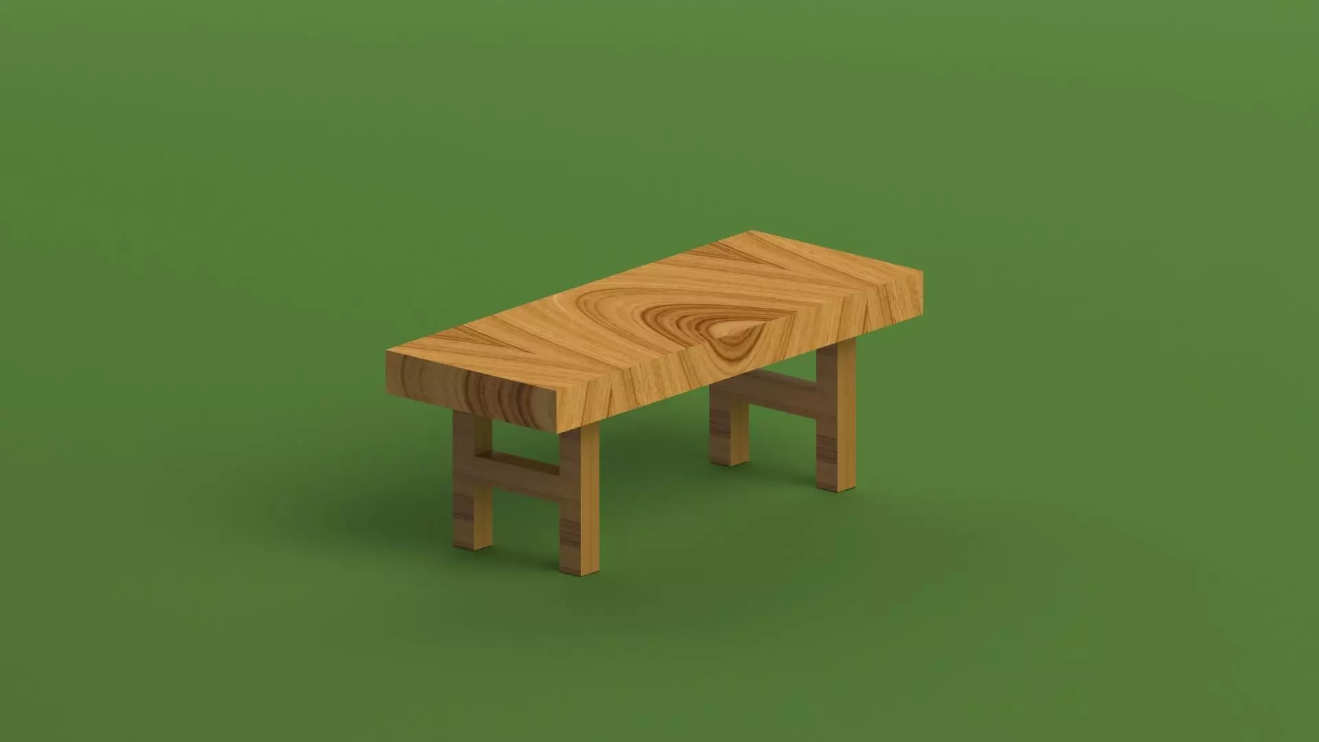 Traditional Wooden Backless Bench 3D print model_0
