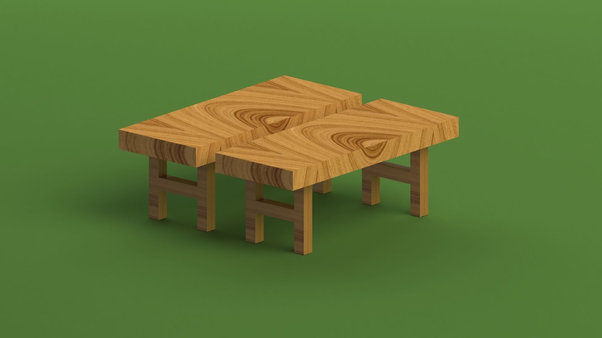 Traditional Wooden Backless Bench 3D print model_2