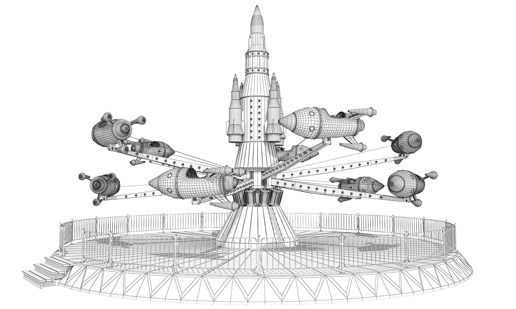 Rocket Carousel  3D model_4