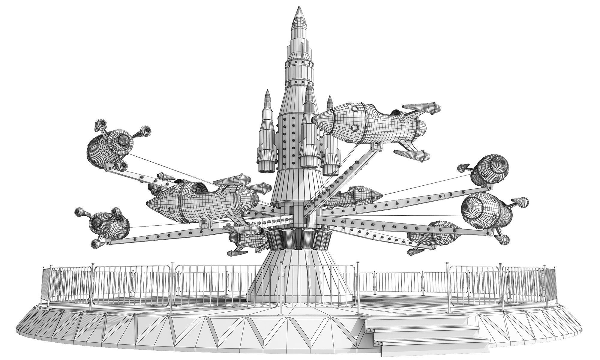 Rocket Carousel  3D model_2