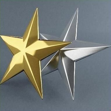 Star Model two gold and silver stars 3D model