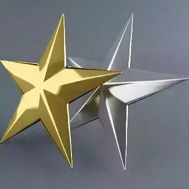 Star Model two gold and silver stars 3D model