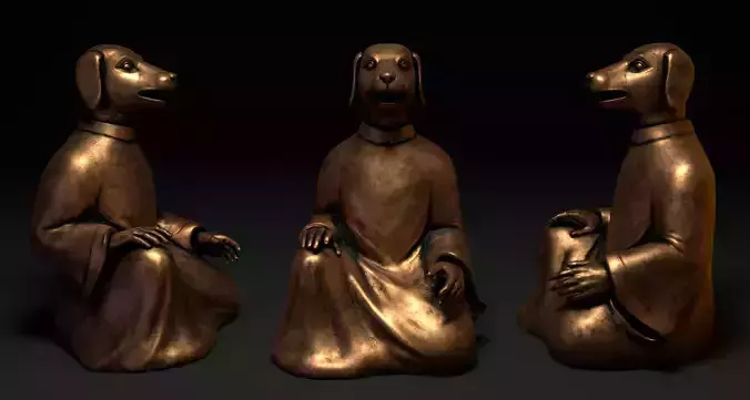 Bronze 12 Zodiac Animals Dog Sculpture 3D model