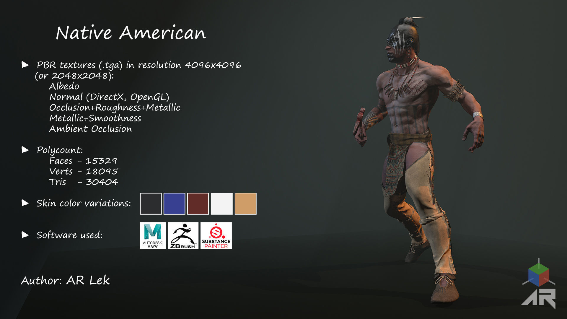 Native American Low-poly 3D model_6