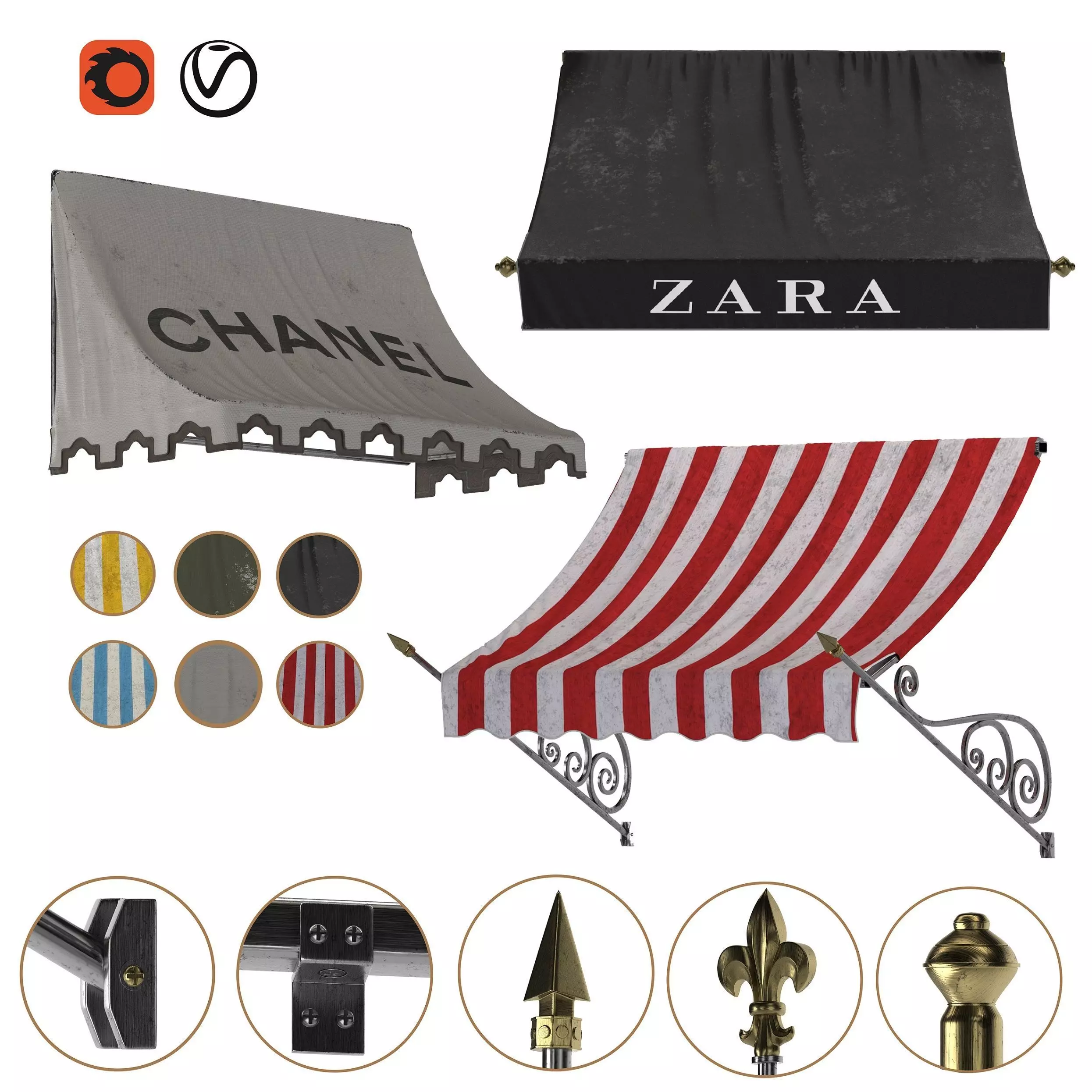 Awning collection awnings 3D model_0