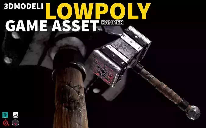 axe hammer 3dmdel lowpoly