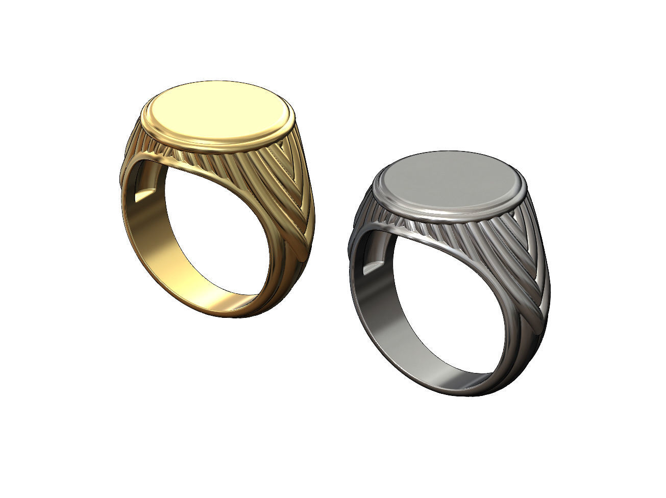 Round rope pattern signet Ring 3D print model_4