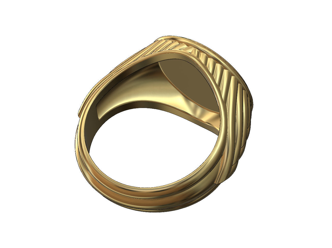 Round rope pattern signet Ring 3D print model_12
