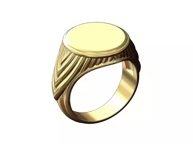 Round rope pattern signet Ring