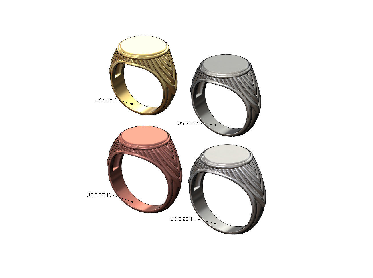 Round rope pattern signet Ring 3D print model_6