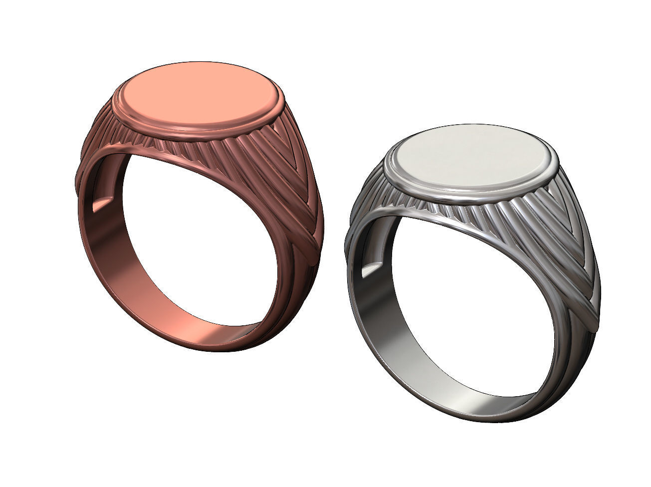 Round rope pattern signet Ring 3D print model_5