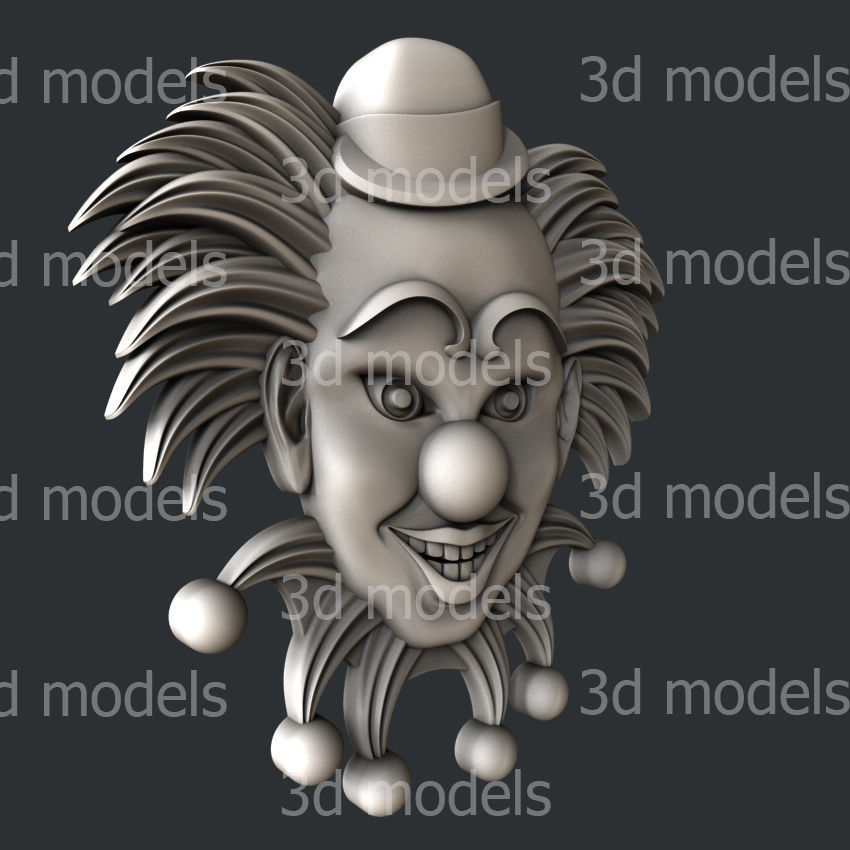 3d STL models for CNC router or 3dprinter clown 3D model_1