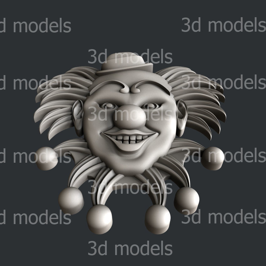 3d STL models for CNC router or 3dprinter clown 3D model_3