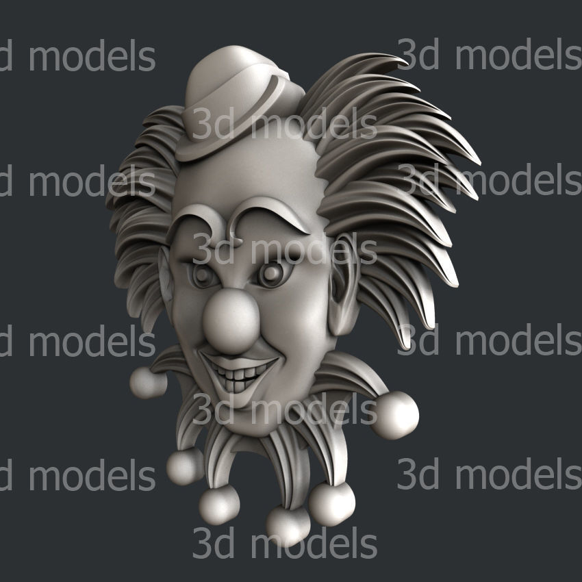 3d STL models for CNC router or 3dprinter clown 3D model_2