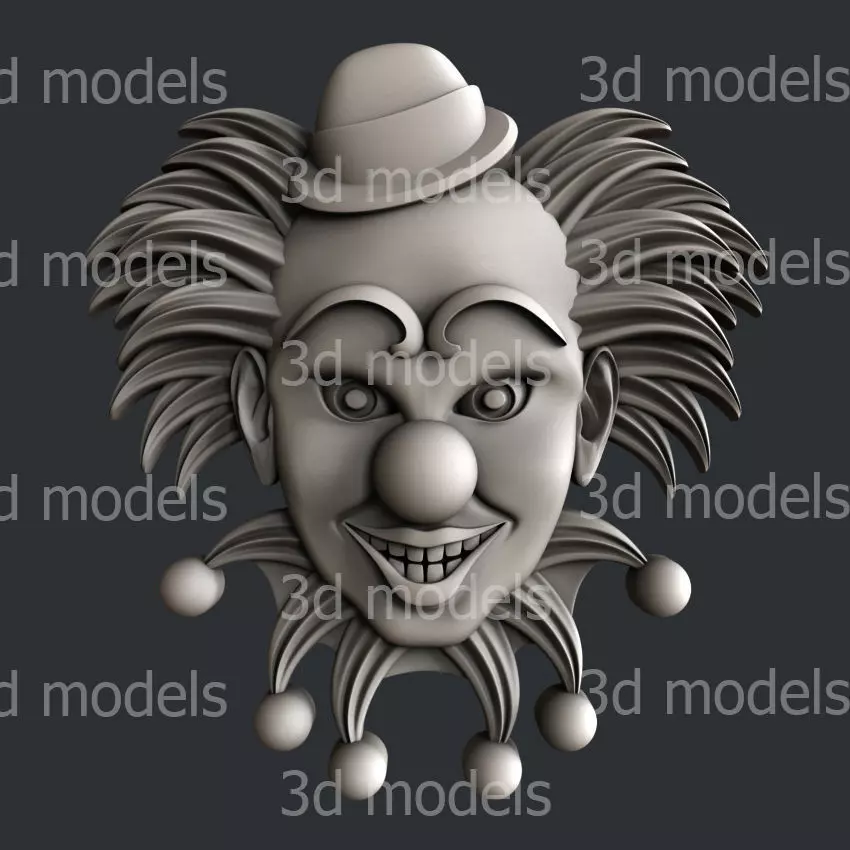 3d STL models for CNC router or 3dprinter clown 3D model_0