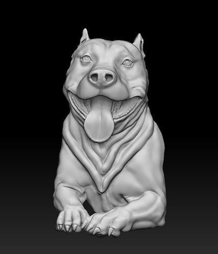 Bas relief Pitbull dog  3D print model