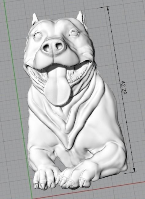 Bas relief Pitbull dog  3D print model_4