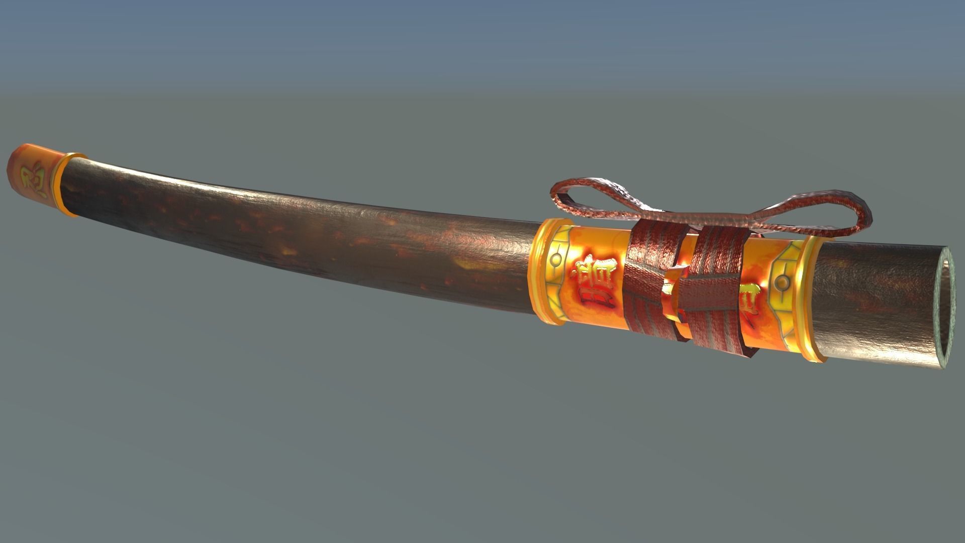 Golden Shinobi Katana Low-poly 3D model_7