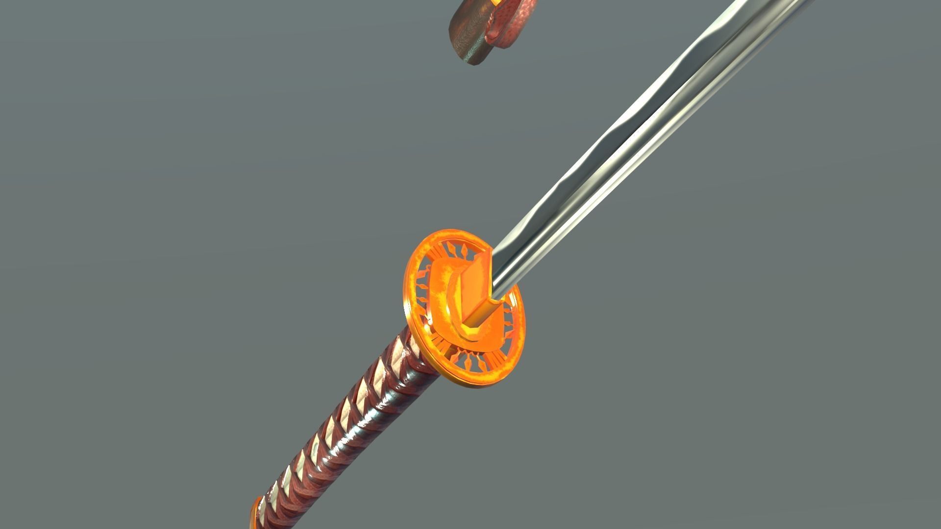 Golden Shinobi Katana Low-poly 3D model_6
