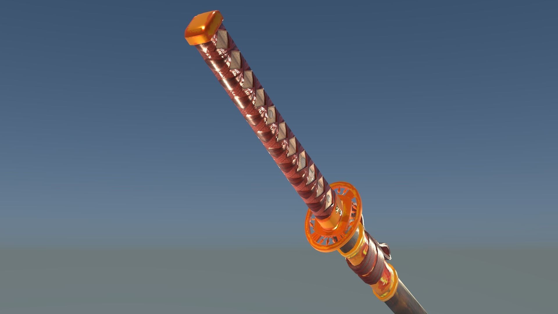 Golden Shinobi Katana Low-poly 3D model_8