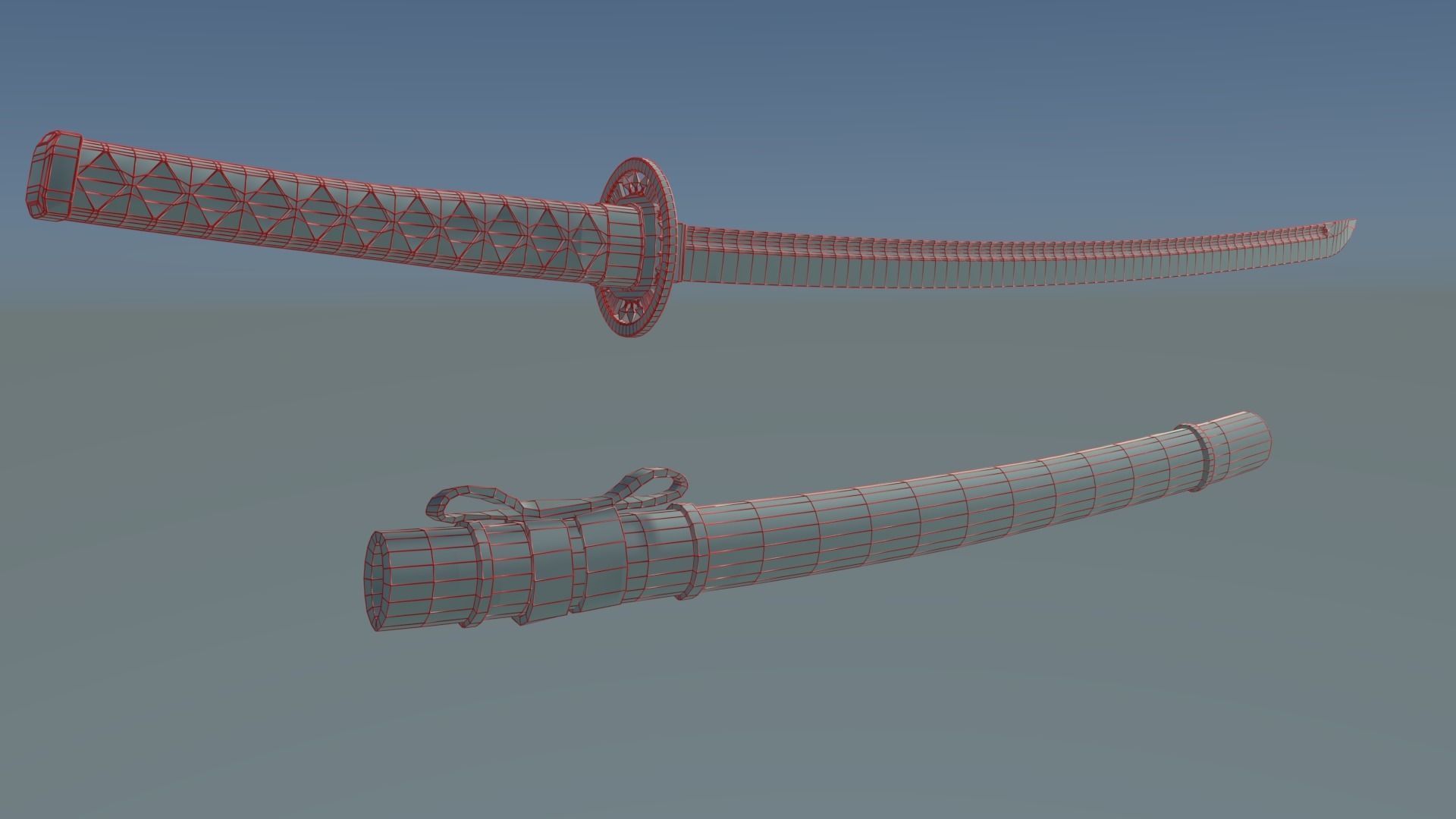 Golden Shinobi Katana Low-poly 3D model_2