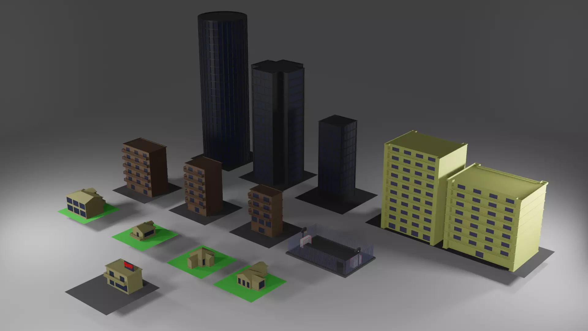 Buildings Asset Pack Low-poly 3D model_0