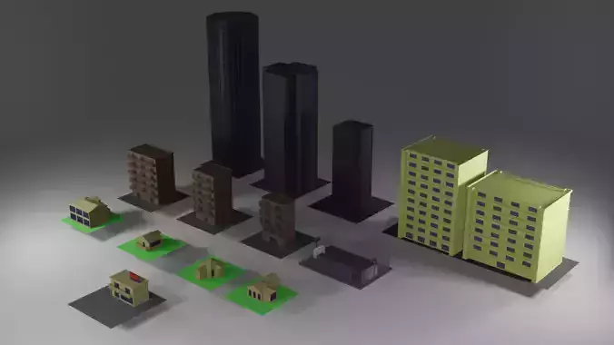 Buildings Asset Pack Low-poly 3D model