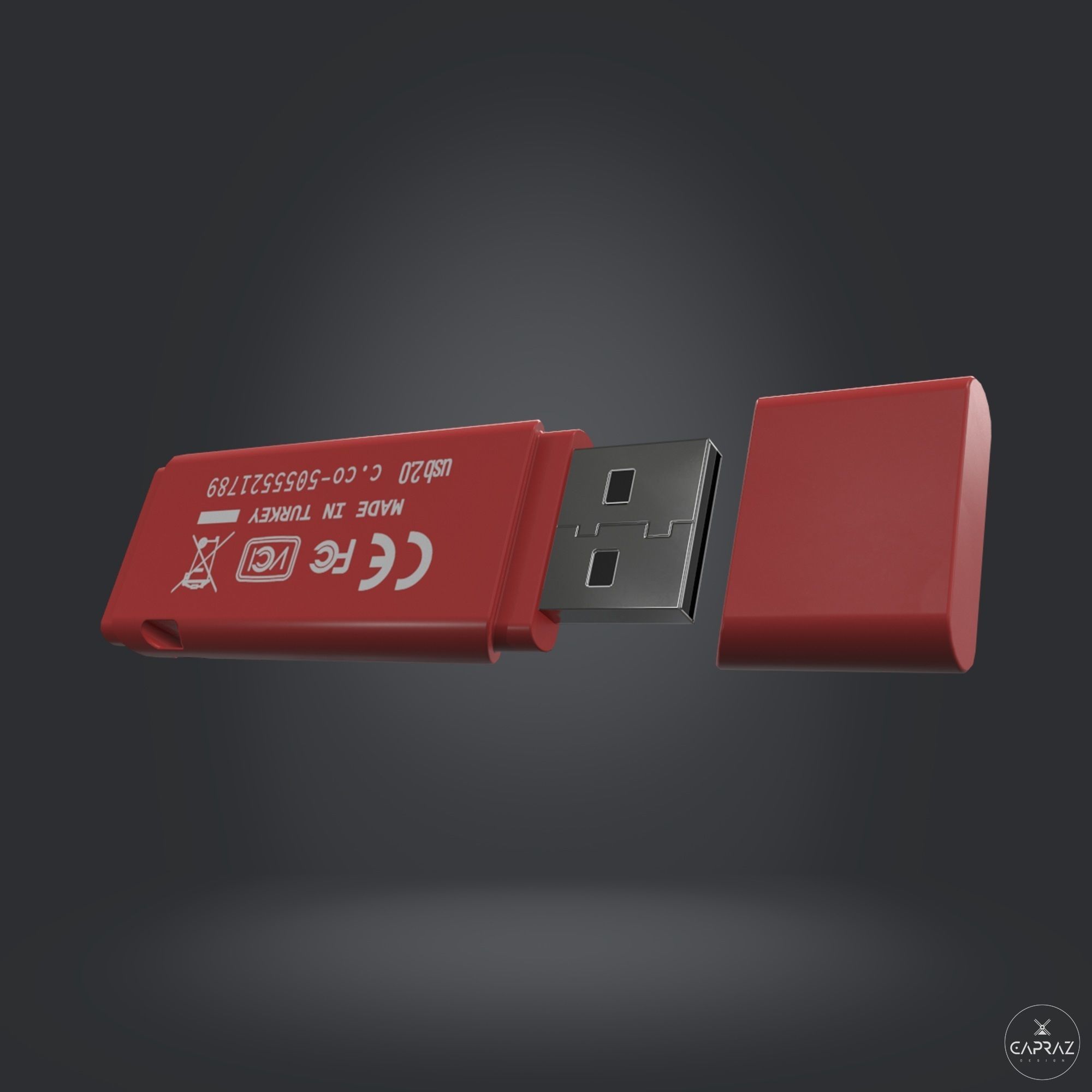 USB Flash Data Traveler - RC - Game Ready Low-poly 3D model_8