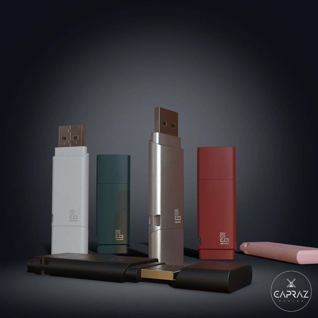 USB Flash Data Traveler - RC - Game Ready Low-poly 3D model_22