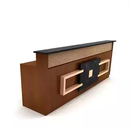 Brown  wooden table reception desk 05 AM89