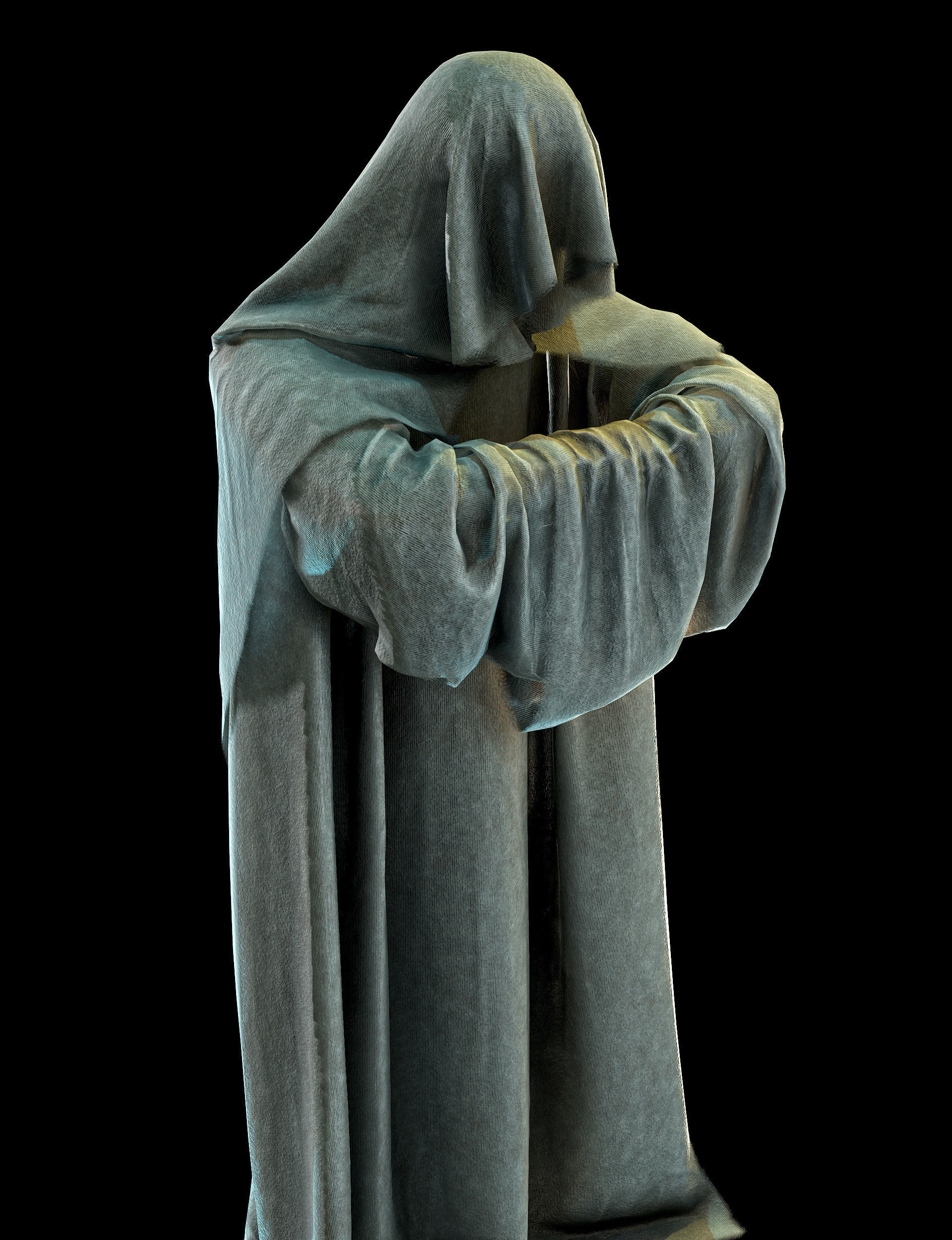 Game-Ready Monk man in cloak Low-poly 3D model_2