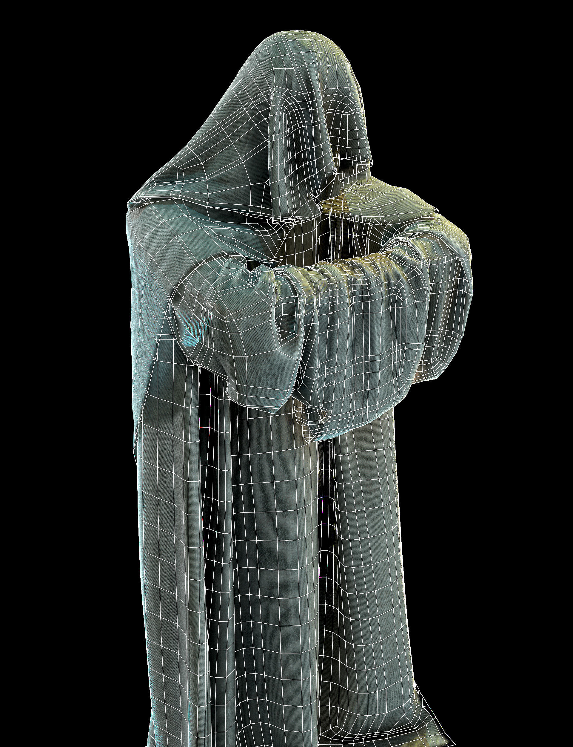 Game-Ready Monk man in cloak Low-poly 3D model_3