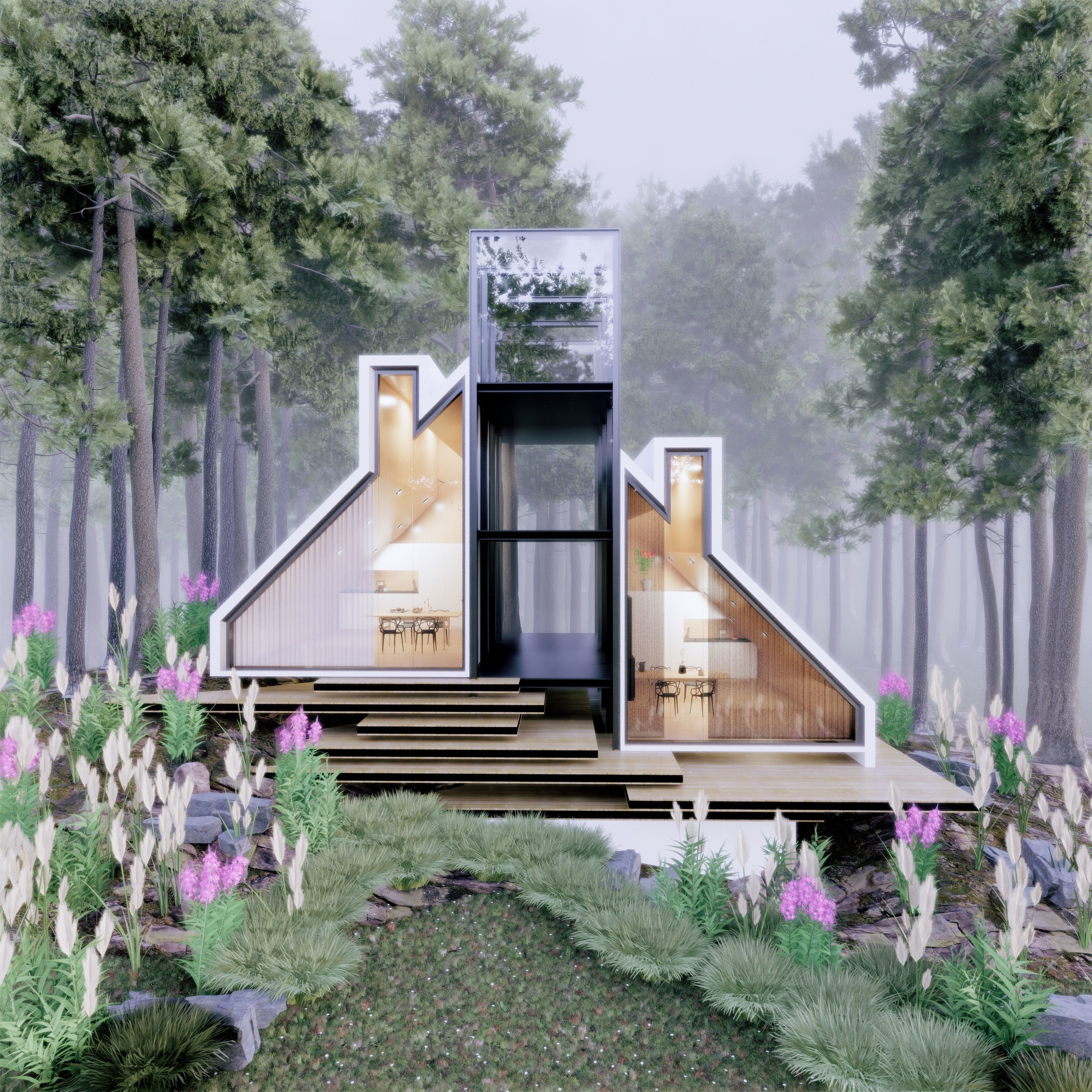 Modern Tree House 3 Low-poly 3D model_2